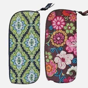 Vera Bradley Set Of 2 Cotton Zip Around Multi-Use Storage Pouches LN